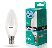 Лампа диод свеча 10Вт Е14 4500К 840Лм Camelion (10/100)