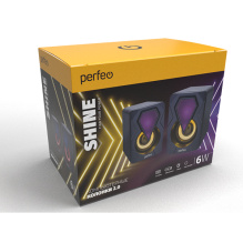 Колонки 2.0 Perfeo SHINE, 2х3вт, USB, игровой дизайн, 7-цв LED-подсветка, чёрный