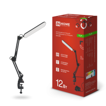 Св-к наст диод струбцина Inhome PLUS ССC-05Ч 12Вт 6500К 500Лм адаптер черный (5)