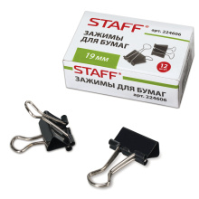 Зажим для бумаг 19мм Staff 12шт в коробке чёрные (1/12/300)