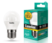 Лампа диод шар G45 12Вт Е27 3000К 960Лм Camelion (10)