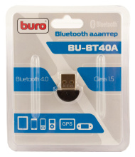 Адаптер USB-Bluetooth 4.0+EDR Buro BU-BT40A class 1.5 20м мини чёрный