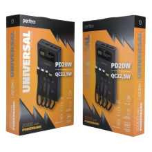 З/у-акк 20000мАч Perfeo UNIVERSAL PD+QC 3.0/Type-C/2USB/microUSB/iPhone/Выход: 3A, max 22.5W/LED чёр