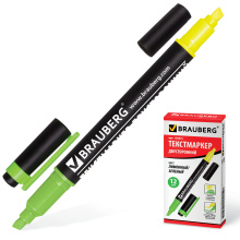 Маркер-текстовыделитель двустор 1-4мм лимонный/зеленый Brauberg (12/864)