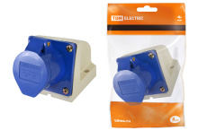 Розетка 113 стац. 2Р+РЕ 16А 220В IP44 TDM (10)