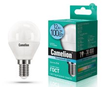 Лампа диод шар G45 12Вт Е14 4500К 970Лм Camelion (10/100)