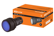 Кнопка TDM SB7-CW3665-24V LED 1з+1р синий (10)