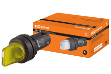 Перекл TDM SB7-CK2565-220V I-O 1з+1р подсветка короткая ручка желтый (10)