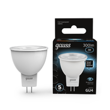 Лампа диод MR11 GU4 220В 3Вт 4100К 300Лм Gauss Black (10/100)