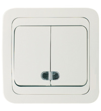 Выкл. Makel Mimoza 2кл. белый подсв. (12)