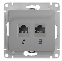 Розетка Glossa RJ45+RJ45 механизм алюминий (10)