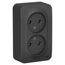 Розетка Blanca 2-ОП б/з изол пластина антрацит (10)