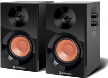 Колонки 2.0 Defender Aurora S12 2x6Вт 220В jack3.5 дерево чёрный/оранжевый (12)