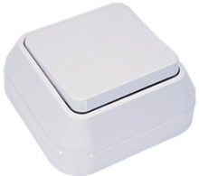 Выкл. Makel накладной 1 кл. белый проходной (10)