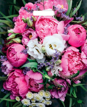 Пакет ПВД с вырубной ручкой 38х45 60мкм Пионы (50)