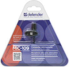 Микрофон Defender MIC-109 на прищепке, кабель 1.8м, черный (50)