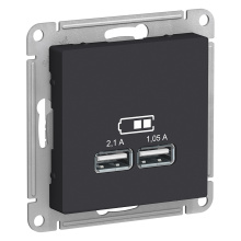 Розетка AtlasDesign USB механизм карбон (10)
