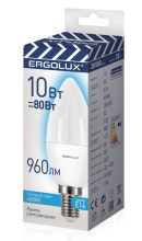 Лампа диод свеча 10Вт Е14 4500К 960Лм Ergolux (10/100)