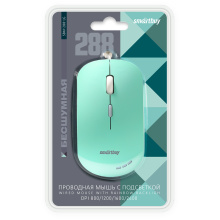 Мышь бесшумная Smartbuy 288 4кн 800-2400dpi подсветка зеленый (40)