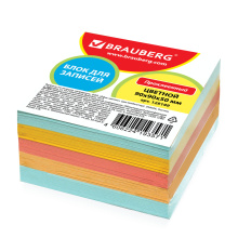 Блок для записей Brauberg проклеенный куб 9*9*5см цветной (1/18)