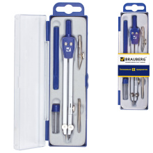 Готовальня Brauberg "Student Oxford" 5 предметов: циркуль 140мм, 2вставки, держатель, грифель (2/20)