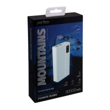 З/у-акк 30000мАч Perfeo MOUNTAINS PD+QC 3.0/1 Type-C/4 USB/Выход: 3A, max 22,5W/LED белый (10)
