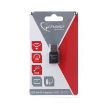 Сетевой адаптер WiFi Gembird 300Мбит, USB, чипсет RTL8192EU, 802.11b/g/n, мини, чёрный (250)