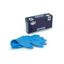 Перчатки нитрил M 100шт неопуд текстурированные пальцы голубой Aviora (10) 