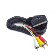 Кабель SCART - 3RCA 1.8м Cablexpert, с переключателем направления сигнала, чёрный, пакет (100)