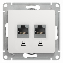 Розетка Glossa RJ45+RJ45 кат.5E  механизм белый (10)