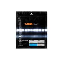 Лента диод 12В IP20 12Вт/м 6500К 2835 120диод/м 1600Лм/м 8мм 5м Wolta (1)