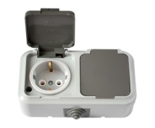 Розетка Пралеска Аква  2-ая IP54 с/з серый (30)