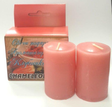 Свеча столбик подарочная 6см d40 75гх2шт Клубника (48)*