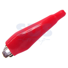 Зажим "крокодил"   5А красный в изоляторе 56мм (100)