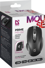 Мышь б/п бесшумная Defender Prime MB-053 6кн 800-1600dpi чёрный (40)