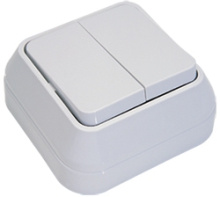 Выкл. Makel накладной 2 кл. белый (10)