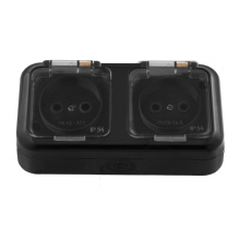 Розетка Пралеска Аква  2-ая IP54 б/з черный (24)