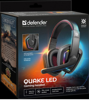 Гарнитура полнораз игровая Defender Quake Led 2м LED-подсветка чёрный (1/20)