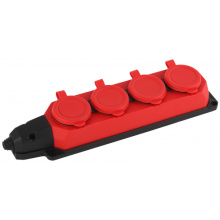 Розетка (колодка) каучуковая 4 гнезда 2P+PE 16A IP44 красный Эра (7)