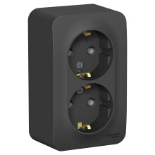 Розетка Blanca 2-ОП с/з изол пластина антрацит (8)