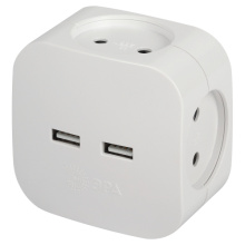 Четверник Эра 10А б/з 2xUSB 2400mA белый #
