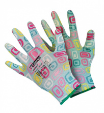Перчатки полиэстер облив полиуретан р.8 садовые цветные Fiberon (120)
