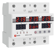 Реле напряжения и тока трехфазное 63A EKF MRVA-3 