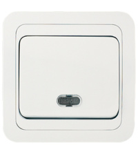 Выкл. Makel Mimoza 1кл. белый подсв. (12)