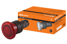 Кнопка TDM SB7-CWM42-220V Гриб 1р подсв 220В красная (10)