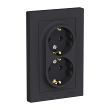 Розетка AtlasDesign 2-ая с/з карбон (6/36)