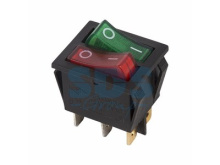 Выкл Rexant вкл-выкл 15А 6контактов 2полюса подсв двойной красный/зеленый (10)