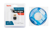 Адаптер USB-Bluetooth 5.0+EDR Buro BU-BT502 class 1.5 20м мини чёрный