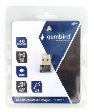 Адаптер USB-Bluetooth v.4.0 Gembird BTD-MINI5 50м мини чёрный (1/500)