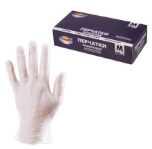 Перчатки винил M 100шт неопуд белый Aviora (10)